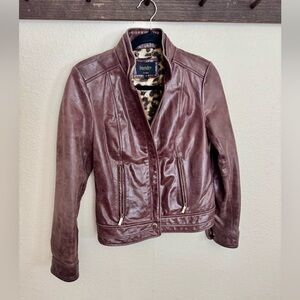 Laundry xs pho leather brown jacket, like new